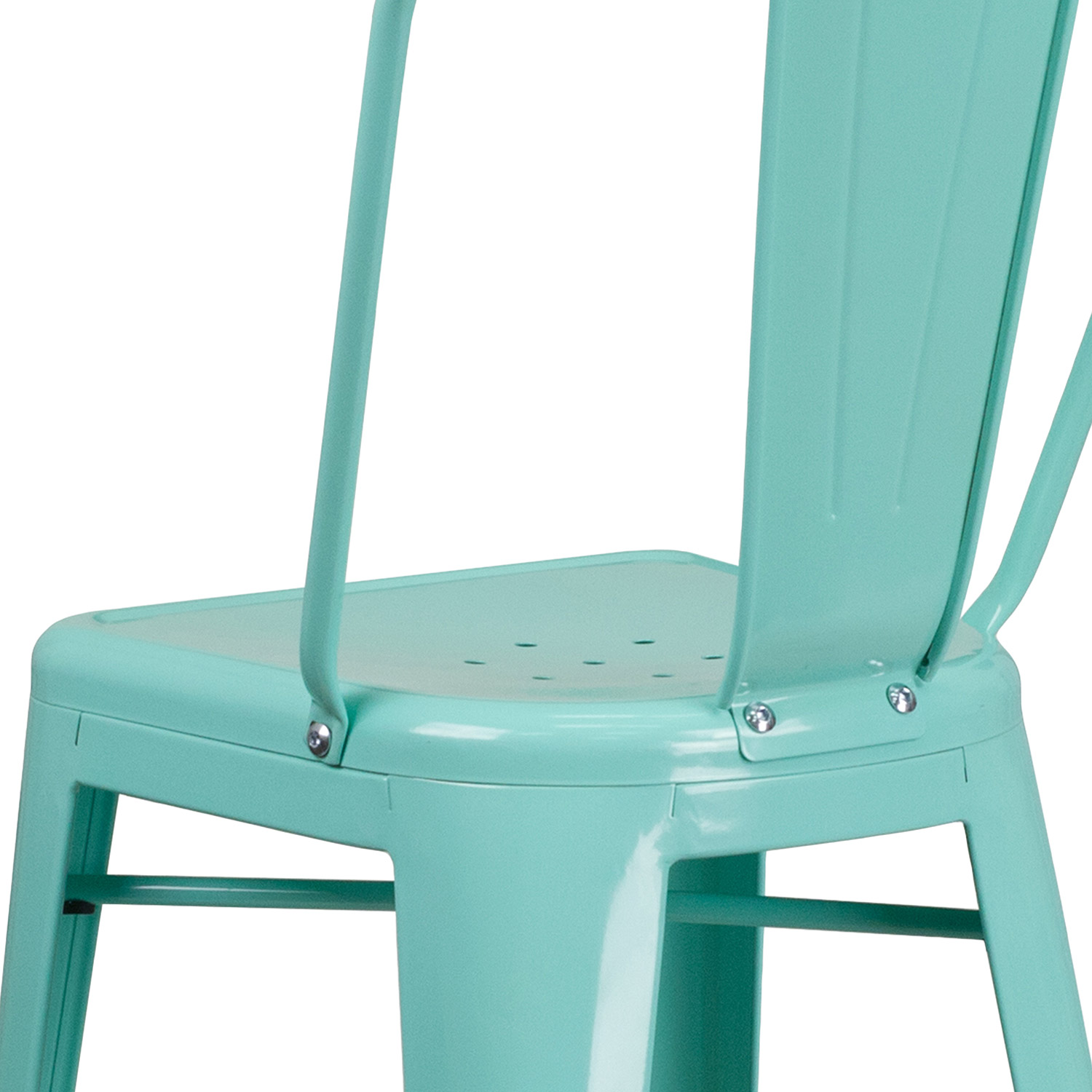 BLNK Cindy Commercial Metal Indoor-Outdoor Bar Stool with Back - Mint Green