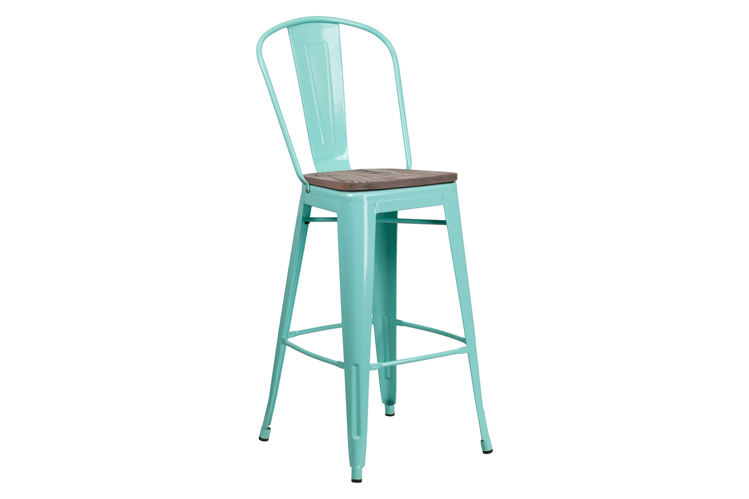 BLNK™ Cindy Metal Bar Stool with Back and Wood Seat - Mint Green