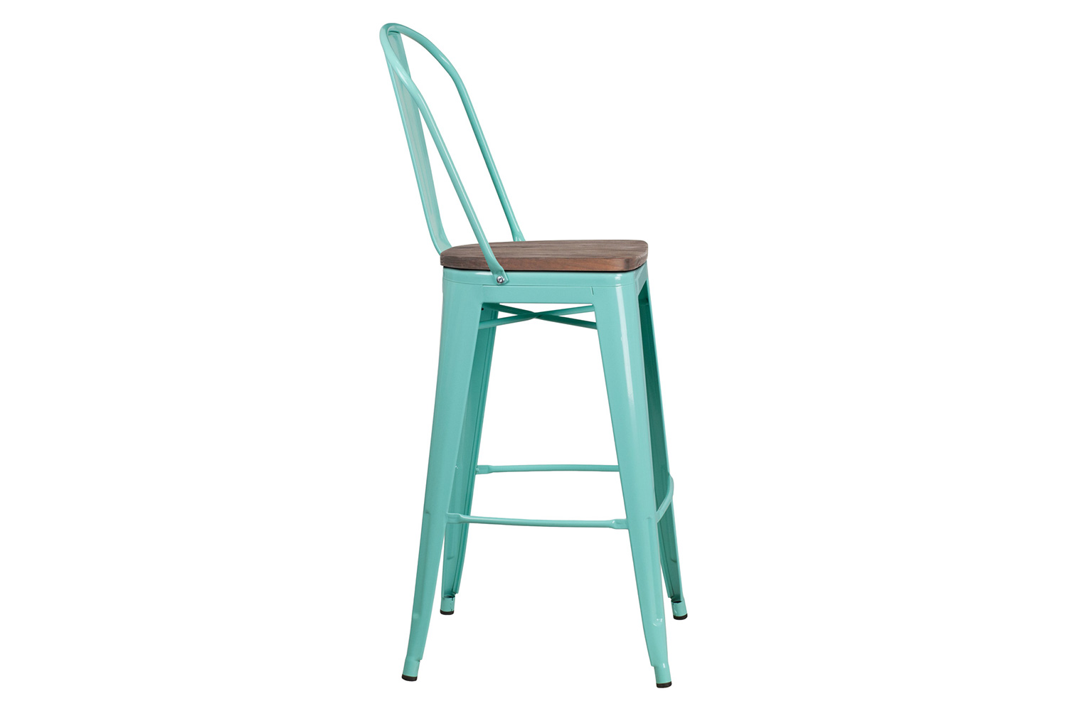 BLNK™ Cindy Metal Bar Stool with Back and Wood Seat - Mint Green