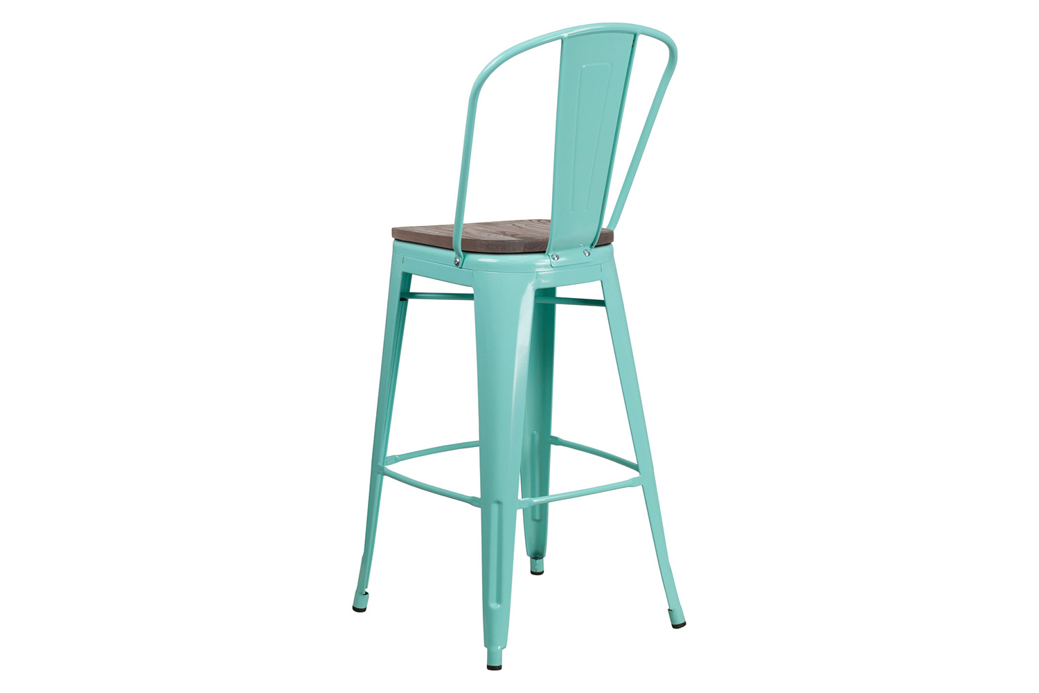 BLNK™ Cindy Metal Bar Stool with Back and Wood Seat - Mint Green