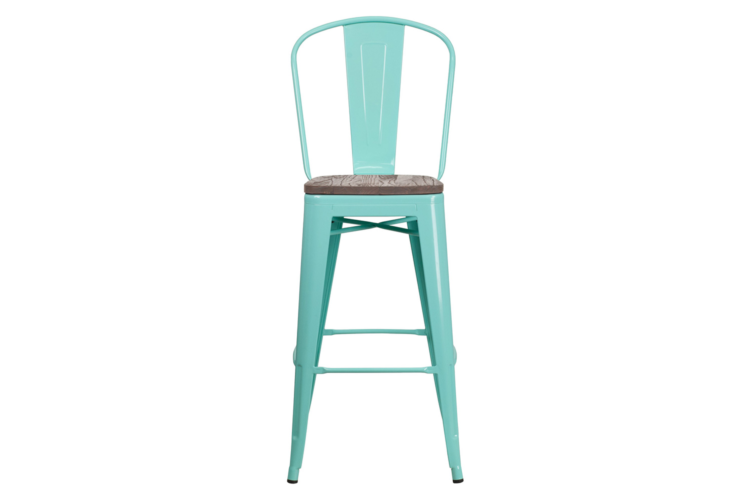 BLNK™ Cindy Metal Bar Stool with Back and Wood Seat - Mint Green