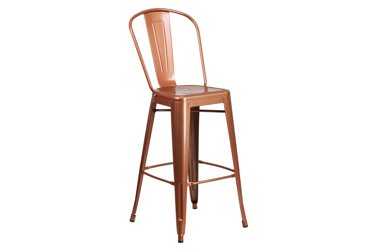 BLNK Cindy Commercial Metal Indoor-Outdoor Bar Stool with Back - Copper