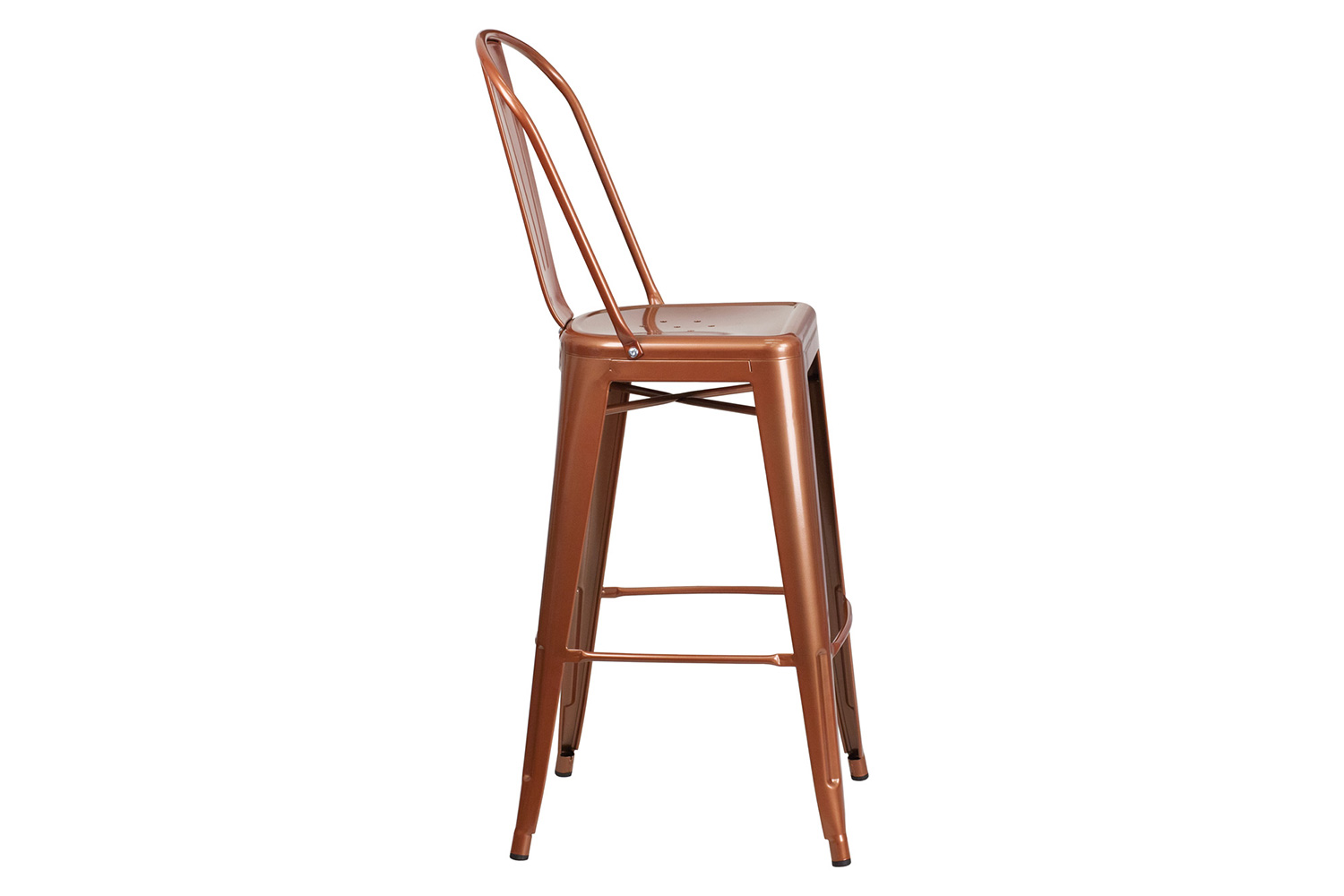 BLNK Cindy Commercial Metal Indoor-Outdoor Bar Stool with Back - Copper