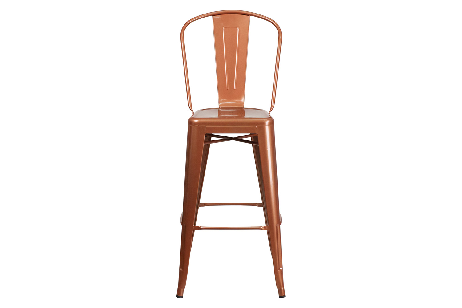 BLNK Cindy Commercial Metal Indoor-Outdoor Bar Stool with Back - Copper