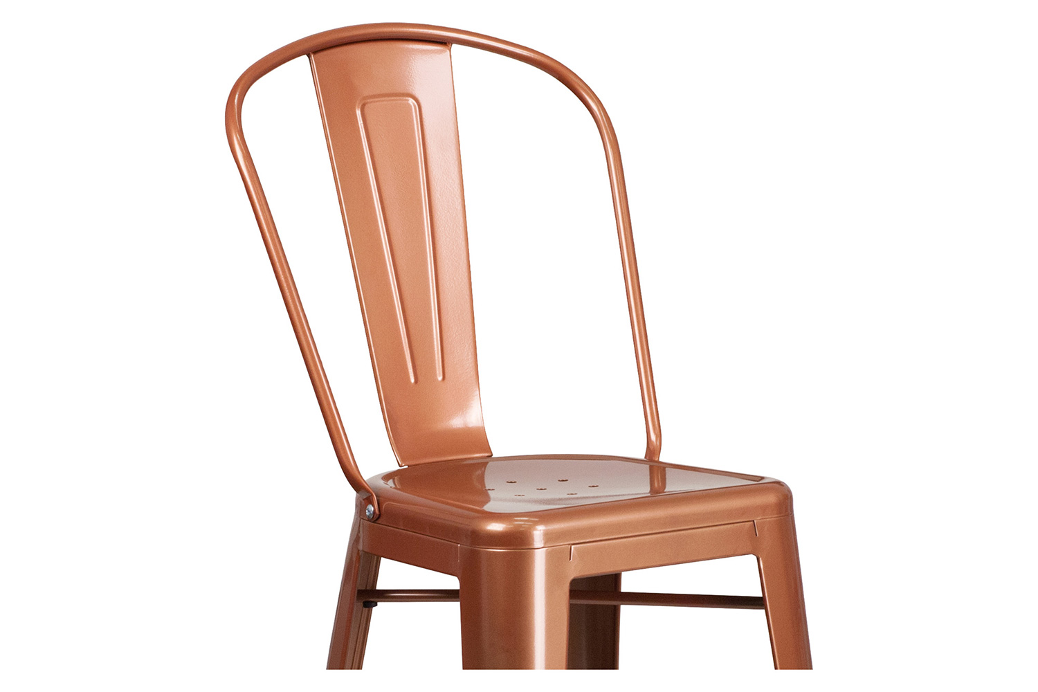 BLNK Cindy Commercial Metal Indoor-Outdoor Bar Stool with Back - Copper