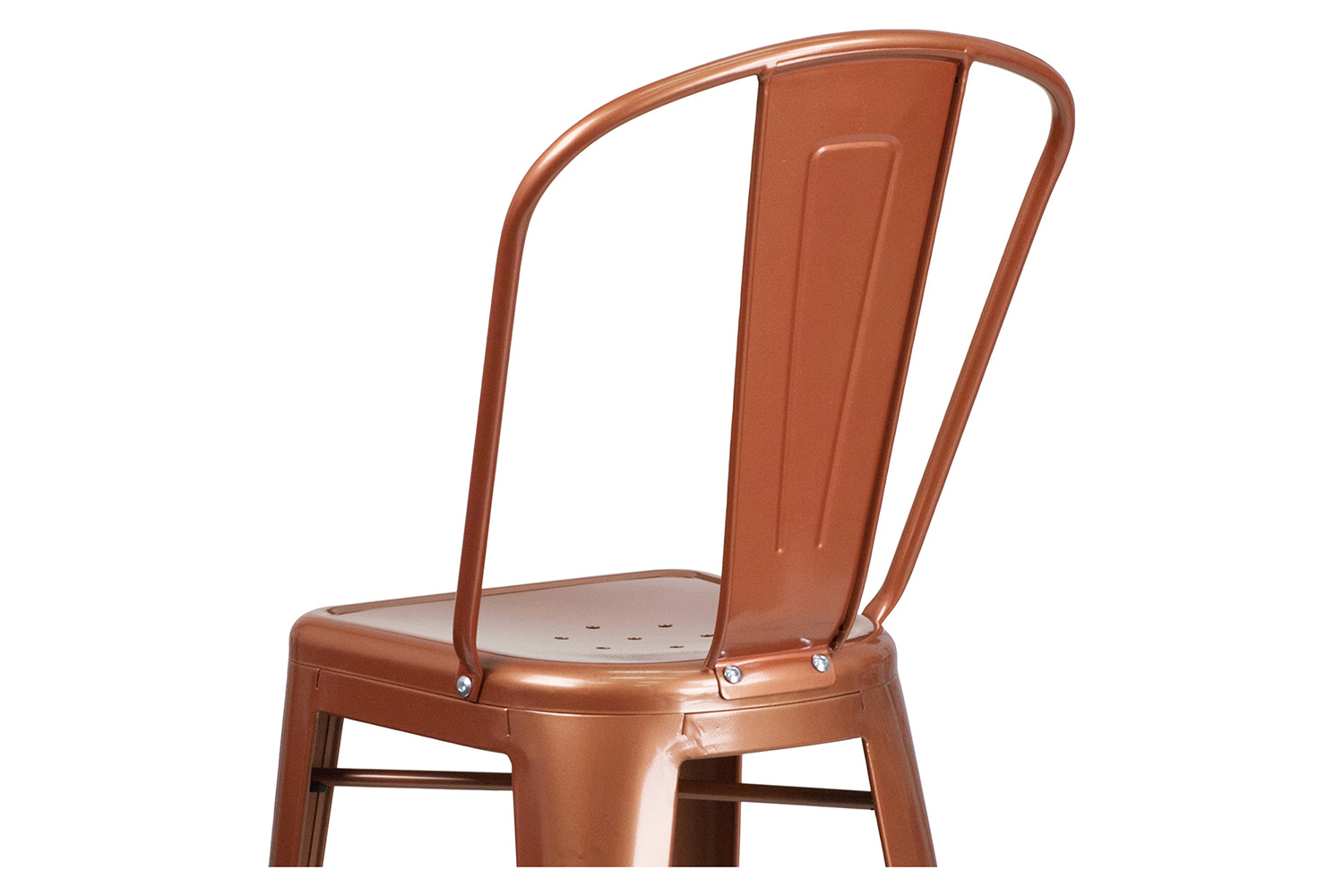 BLNK Cindy Commercial Metal Indoor-Outdoor Bar Stool with Back - Copper