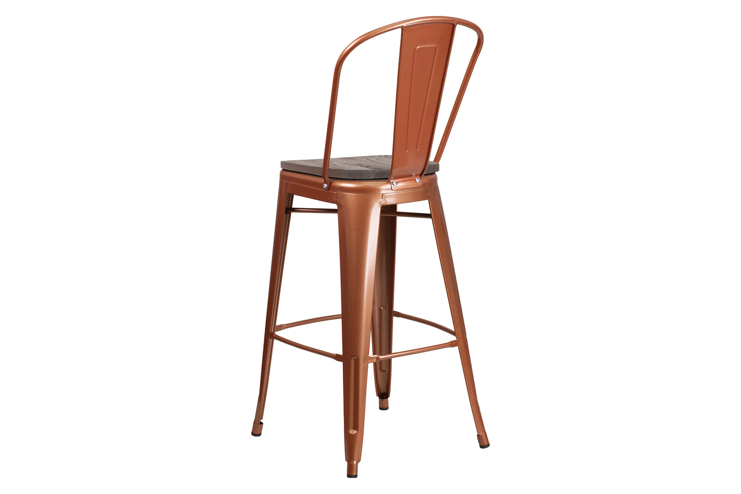 BLNK™ Cindy Metal Bar Stool with Back and Wood Seat - Copper