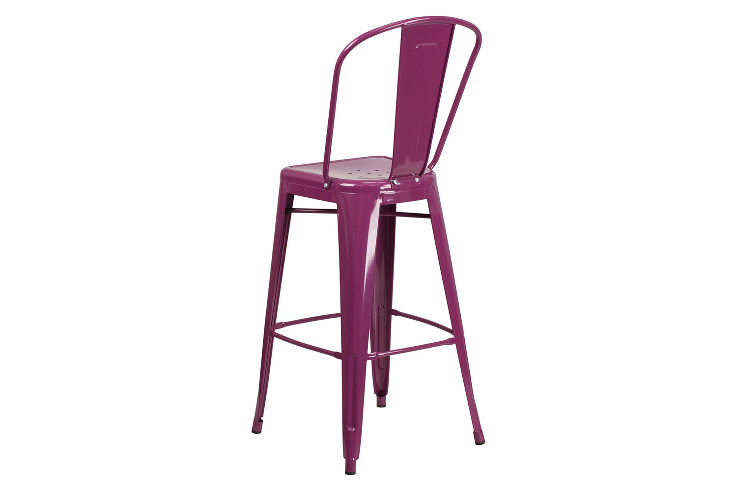 BLNK Cindy Commercial Metal Indoor-Outdoor Bar Stool with Back - Purple