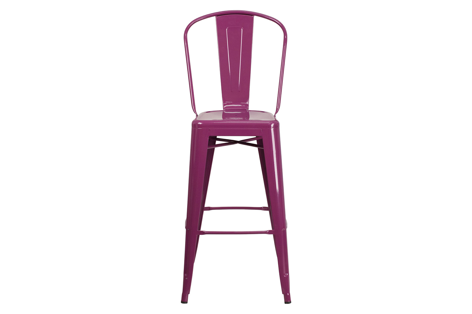 BLNK Cindy Commercial Metal Indoor-Outdoor Bar Stool with Back - Purple