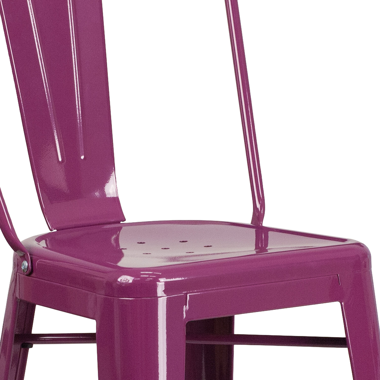 BLNK Cindy Commercial Metal Indoor-Outdoor Bar Stool with Back - Purple