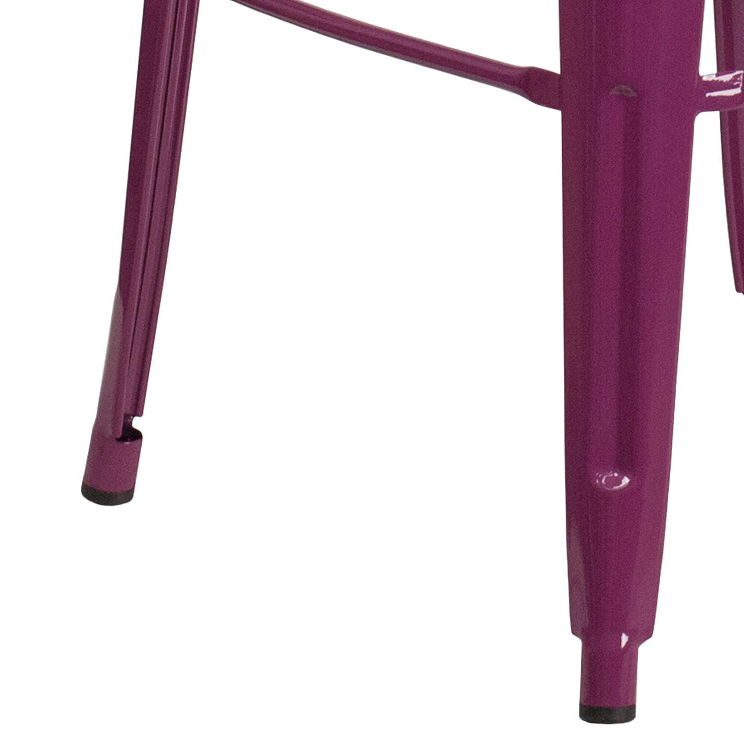 BLNK Cindy Commercial Metal Indoor-Outdoor Bar Stool with Back - Purple