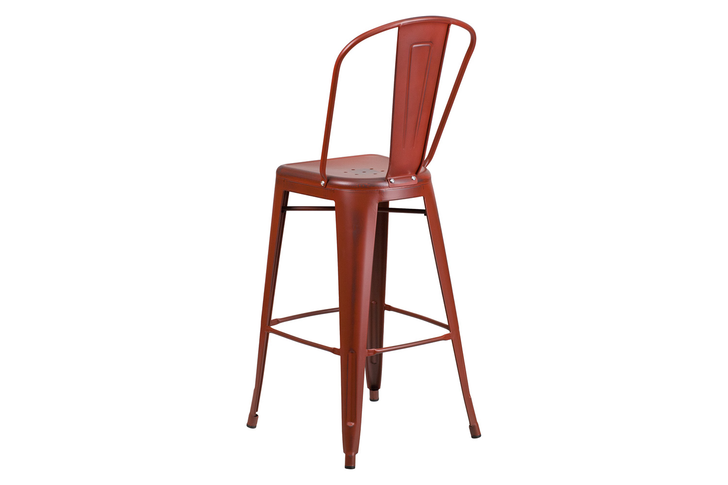 BLNK Cindy Commercial Metal Distressed Indoor-Outdoor Bar Stool with Back - Kelly Red