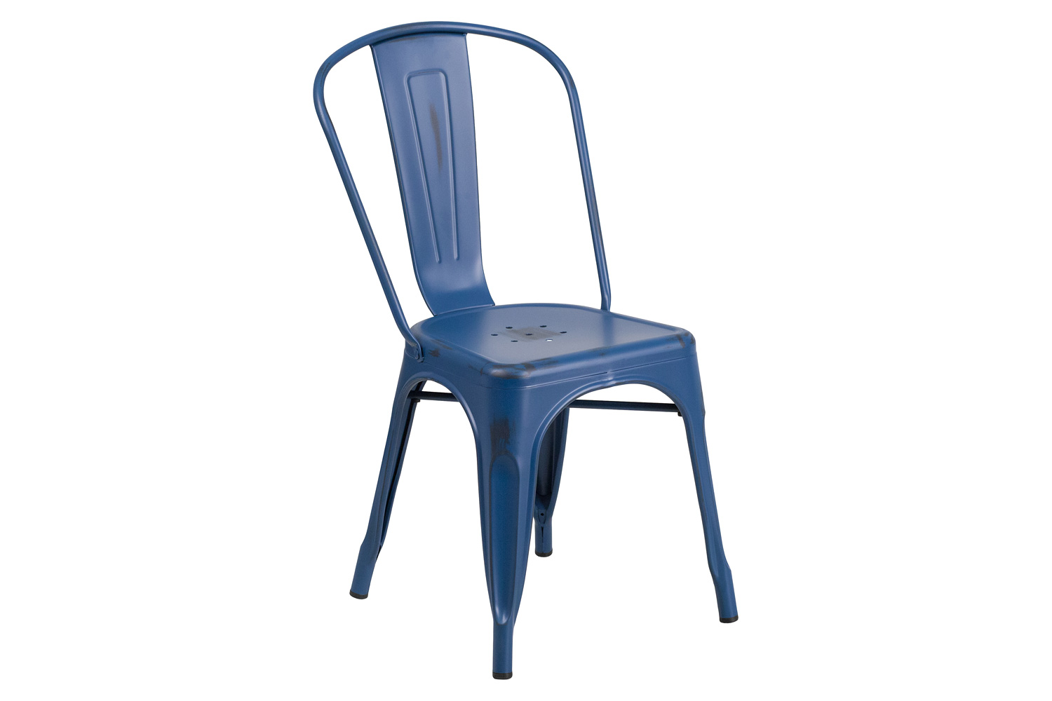 BLNK Tenley Commercial Metal Distressed Indoor-Outdoor Stackable Chair - Antique Blue