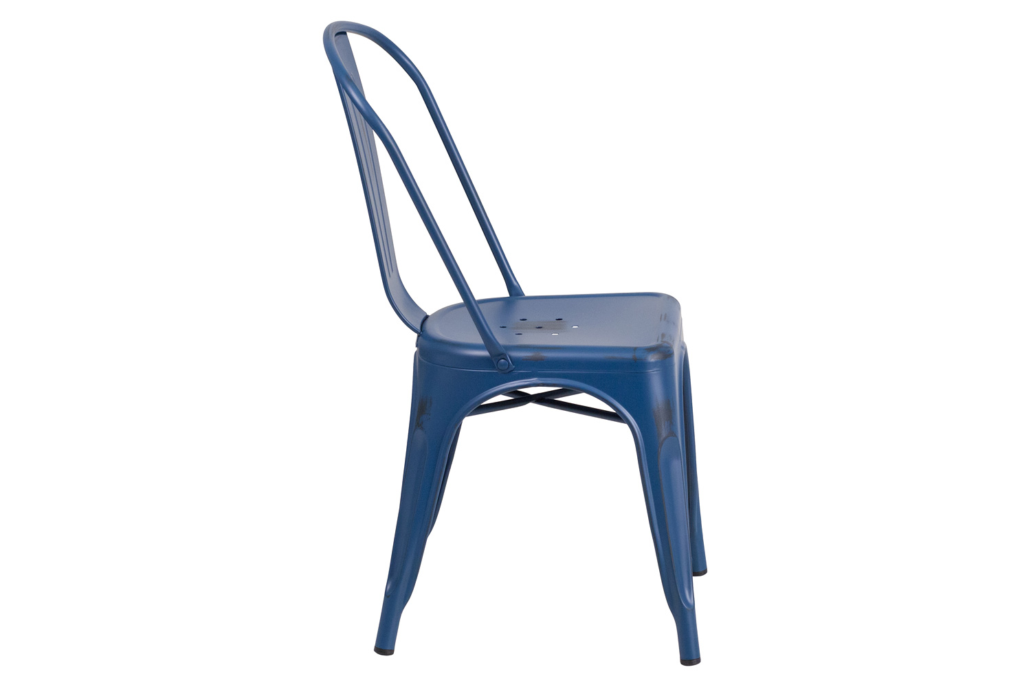 BLNK Tenley Commercial Metal Distressed Indoor-Outdoor Stackable Chair - Antique Blue