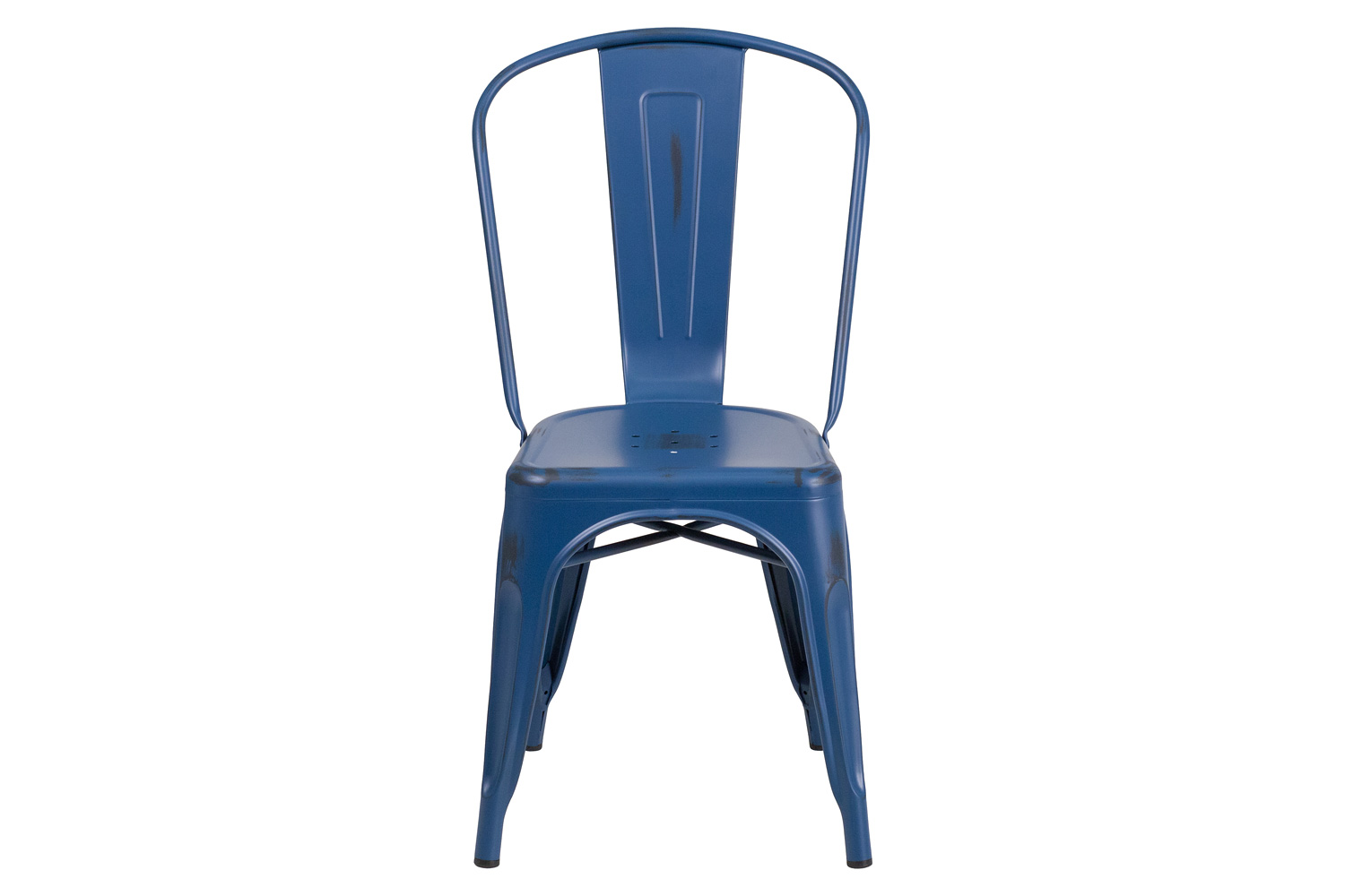 BLNK Tenley Commercial Metal Distressed Indoor-Outdoor Stackable Chair - Antique Blue