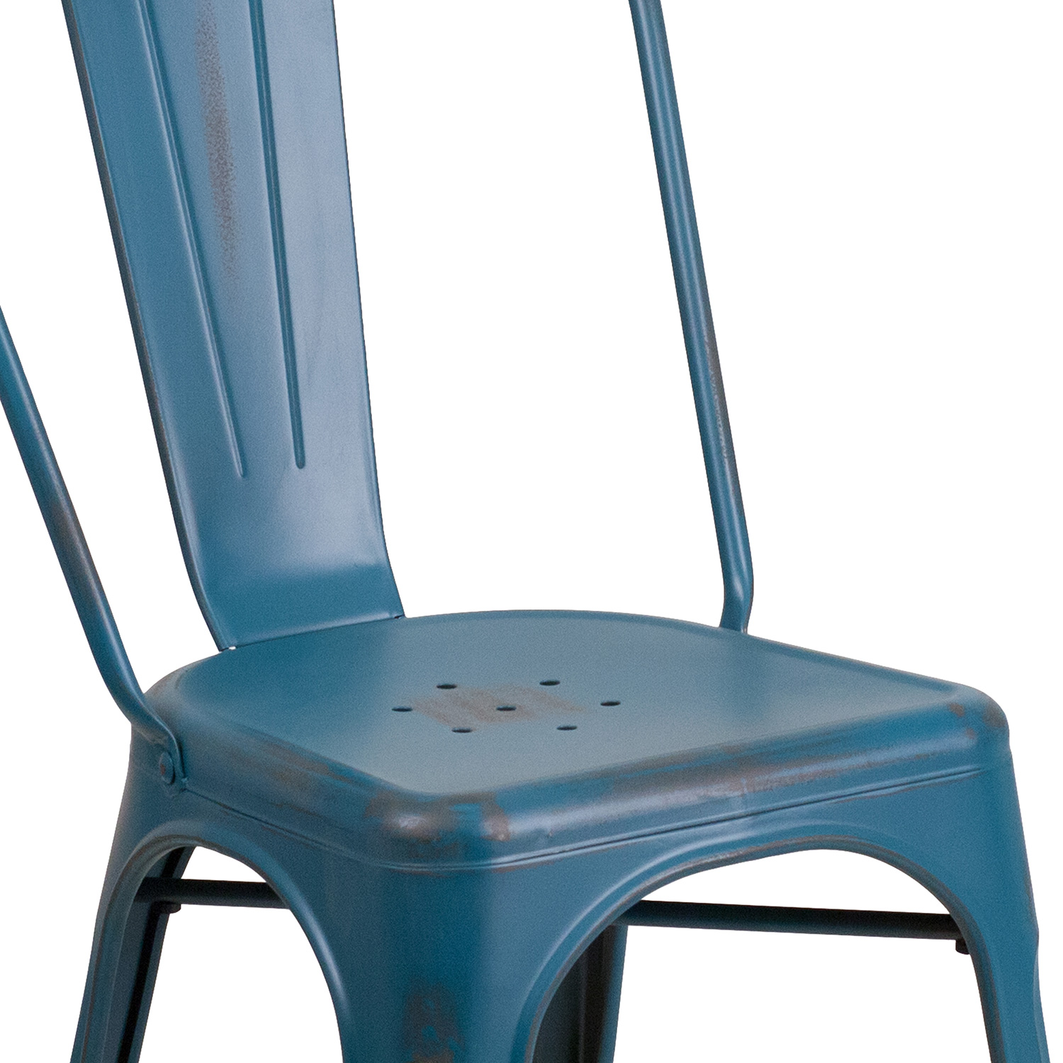 BLNK Tenley Commercial Metal Distressed Indoor-Outdoor Stackable Chair - Antique Blue