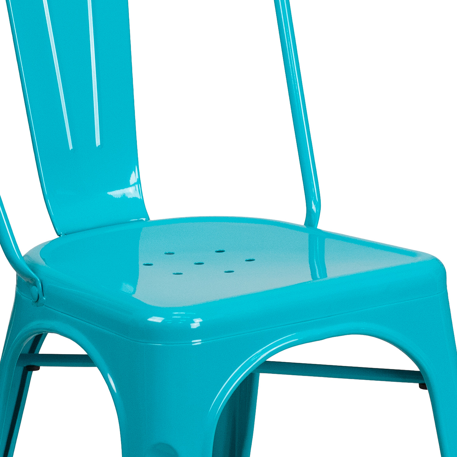 BLNK Tenley Commercial Metal Indoor-Outdoor Stackable Chair - Crystal Teal/Blue