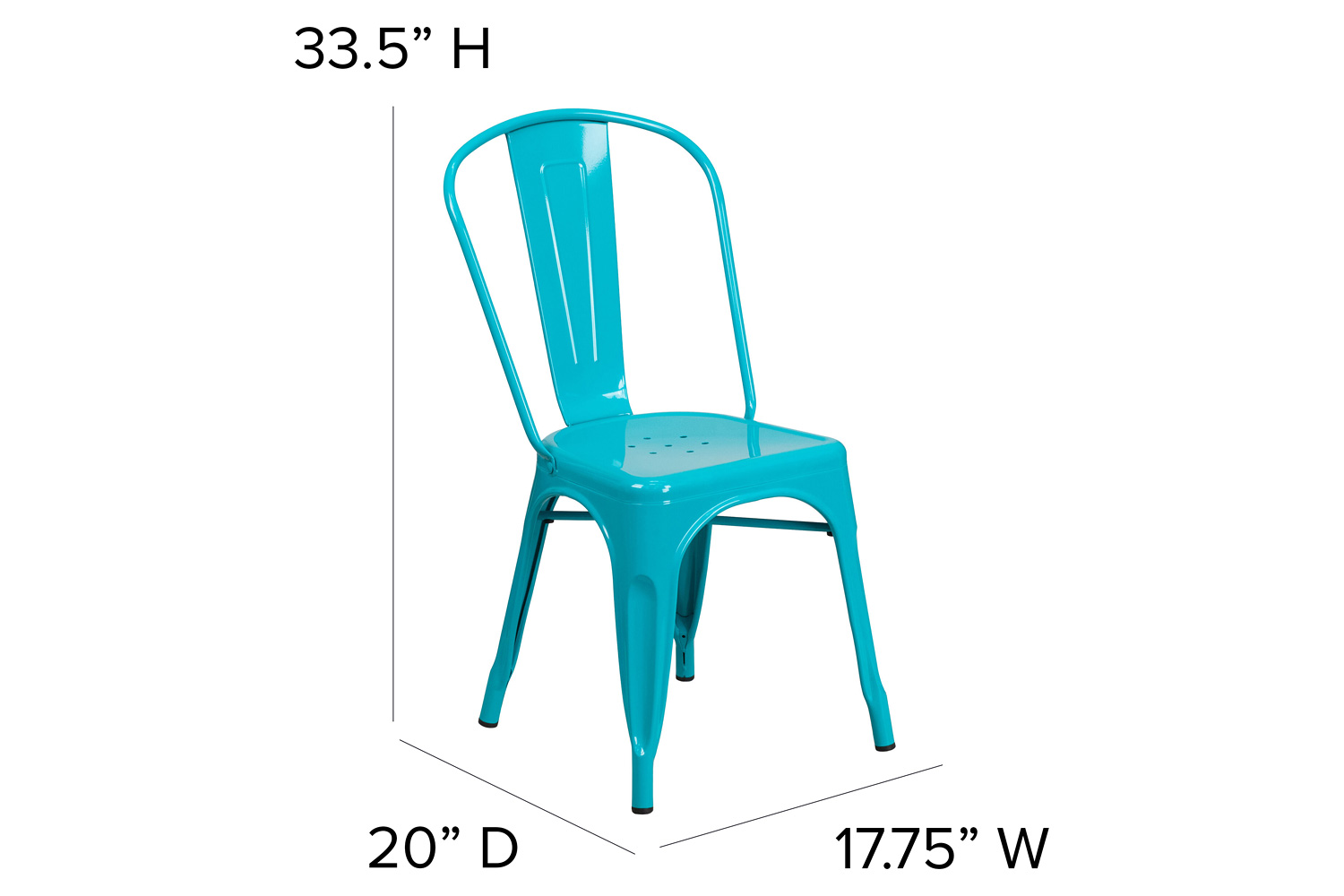 BLNK Tenley Commercial Metal Indoor-Outdoor Stackable Chair - Crystal Teal/Blue