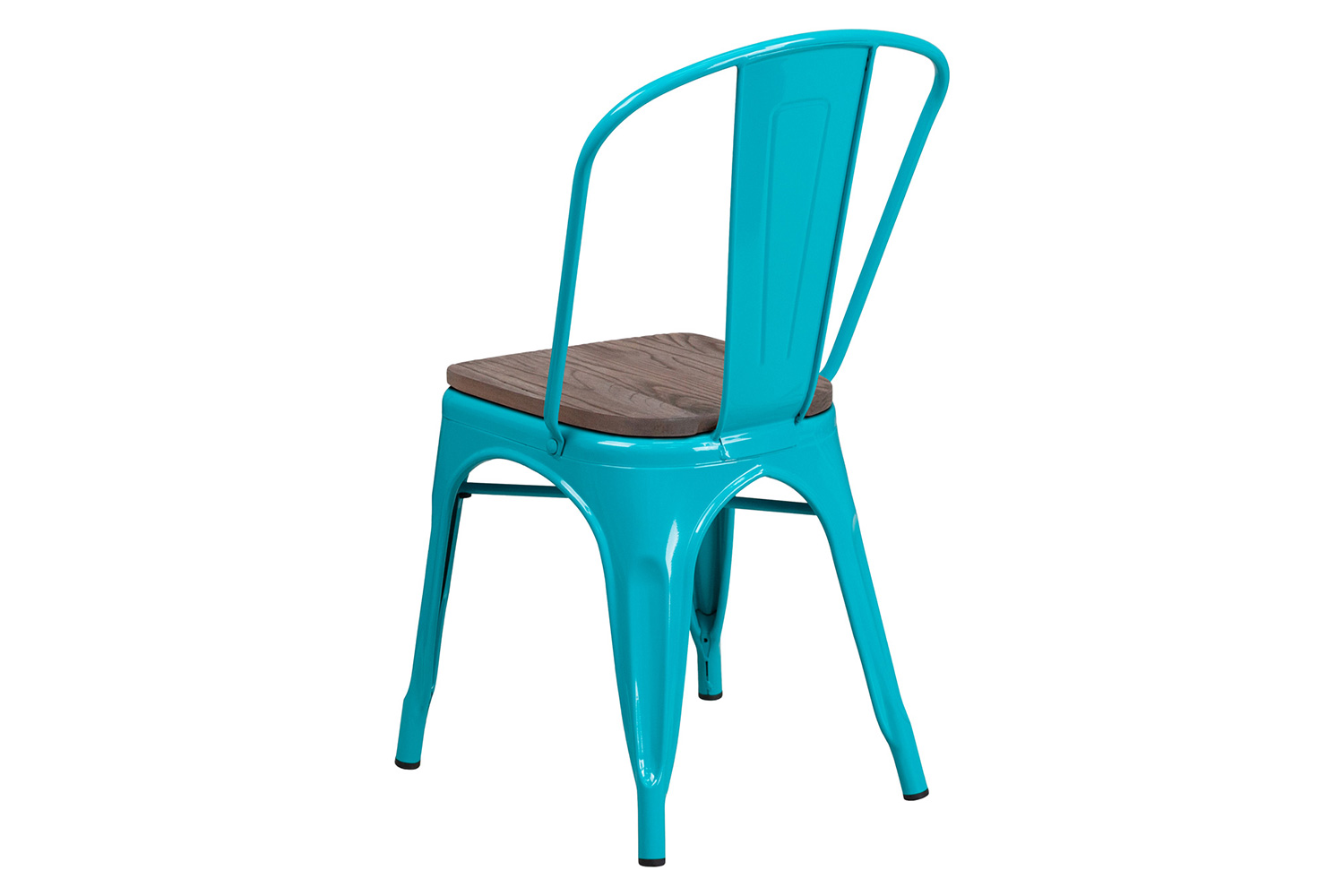 BLNK Tenley Metal Stackable Chair with Wood Seat - Crystal Teal/Blue