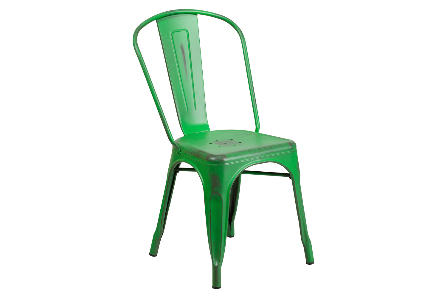 BLNK™ Tenley Commercial Metal Distressed Indoor-Outdoor Stackable Chair - Green