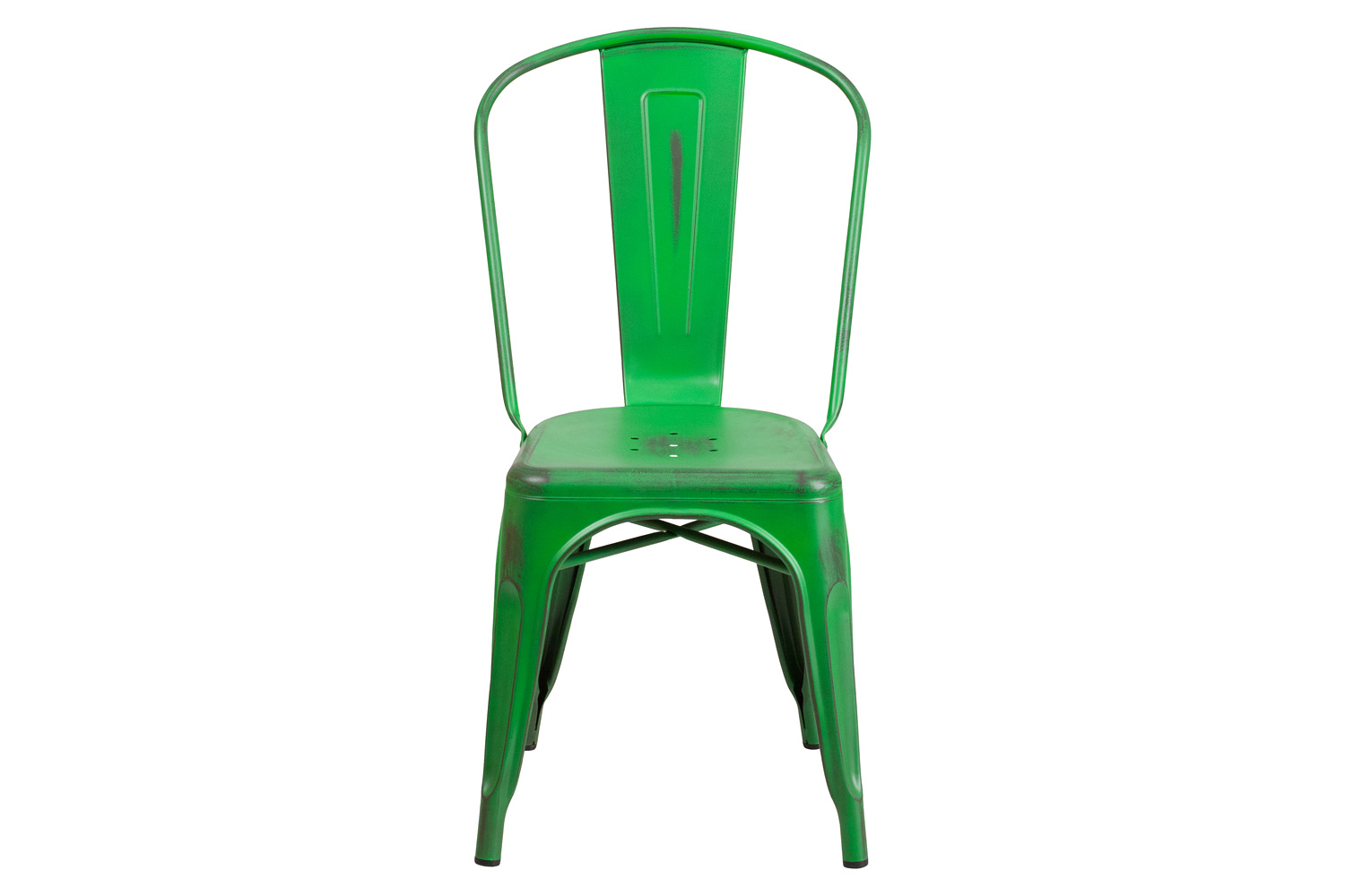 BLNK™ Tenley Commercial Metal Distressed Indoor-Outdoor Stackable Chair - Green