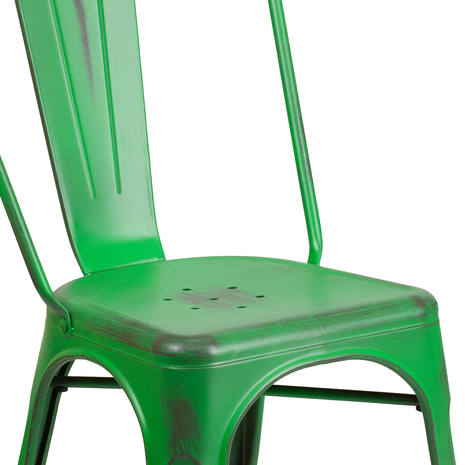 BLNK™ Tenley Commercial Metal Distressed Indoor-Outdoor Stackable Chair - Green