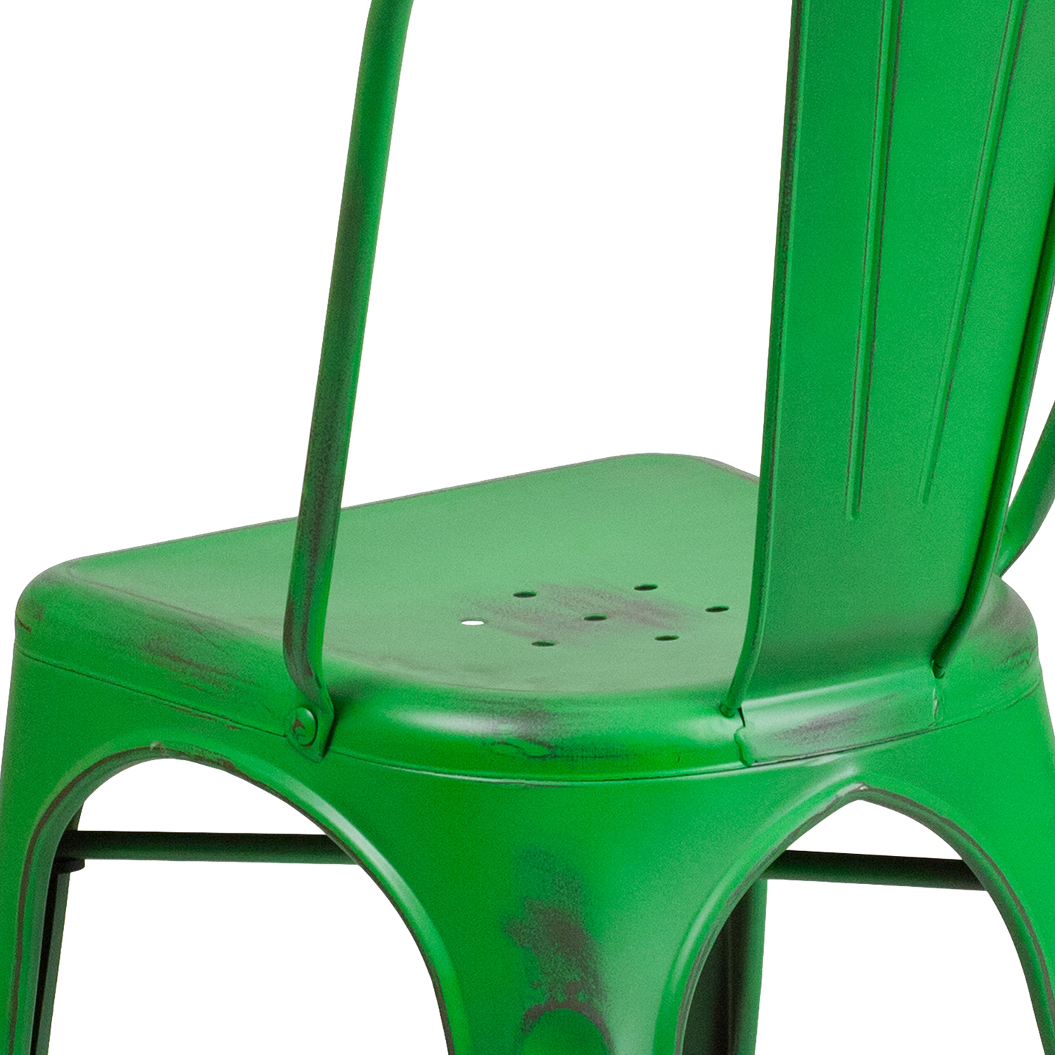 BLNK™ Tenley Commercial Metal Distressed Indoor-Outdoor Stackable Chair - Green