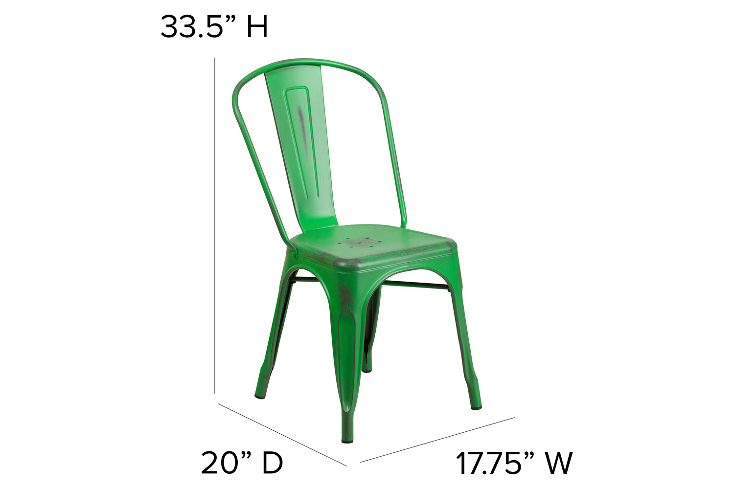 BLNK™ Tenley Commercial Metal Distressed Indoor-Outdoor Stackable Chair - Green