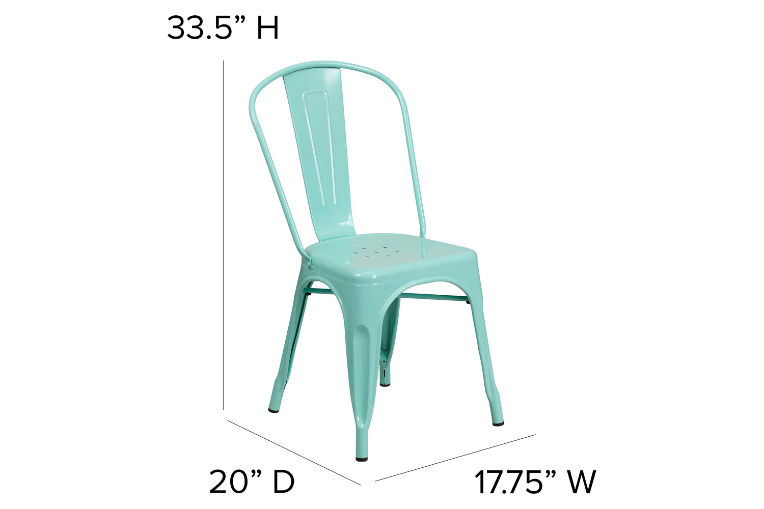 BLNK™ Tenley Commercial Metal Indoor-Outdoor Stackable Chair - Mint Green