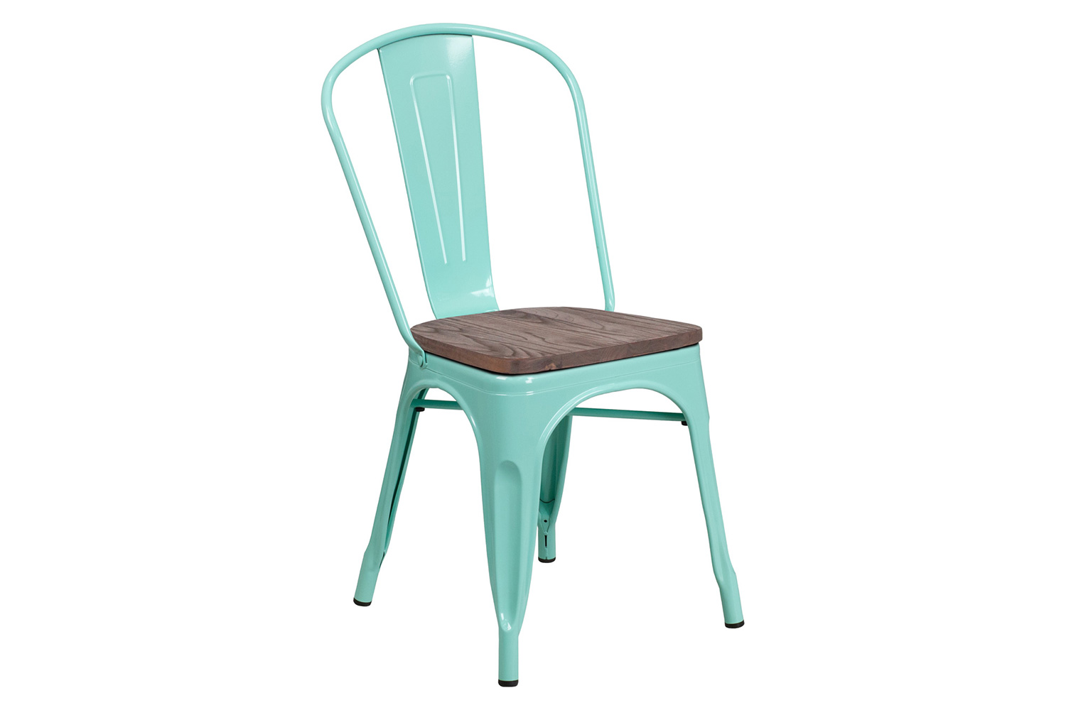 BLNK Tenley Metal Stackable Chair with Wood Seat - Mint Green