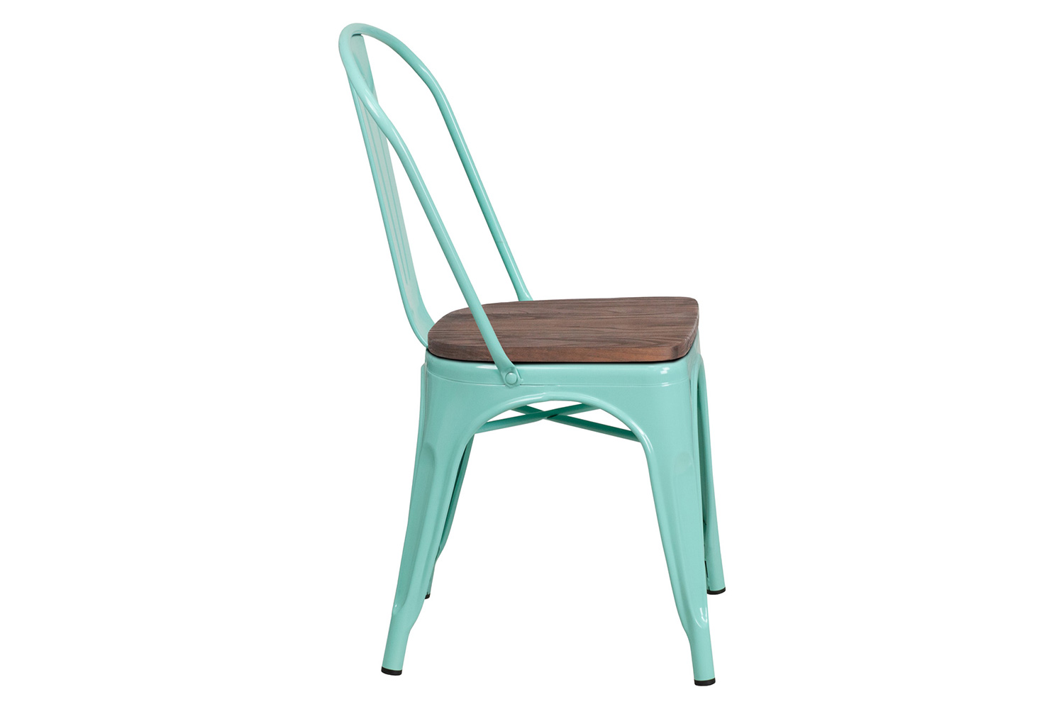 BLNK Tenley Metal Stackable Chair with Wood Seat - Mint Green