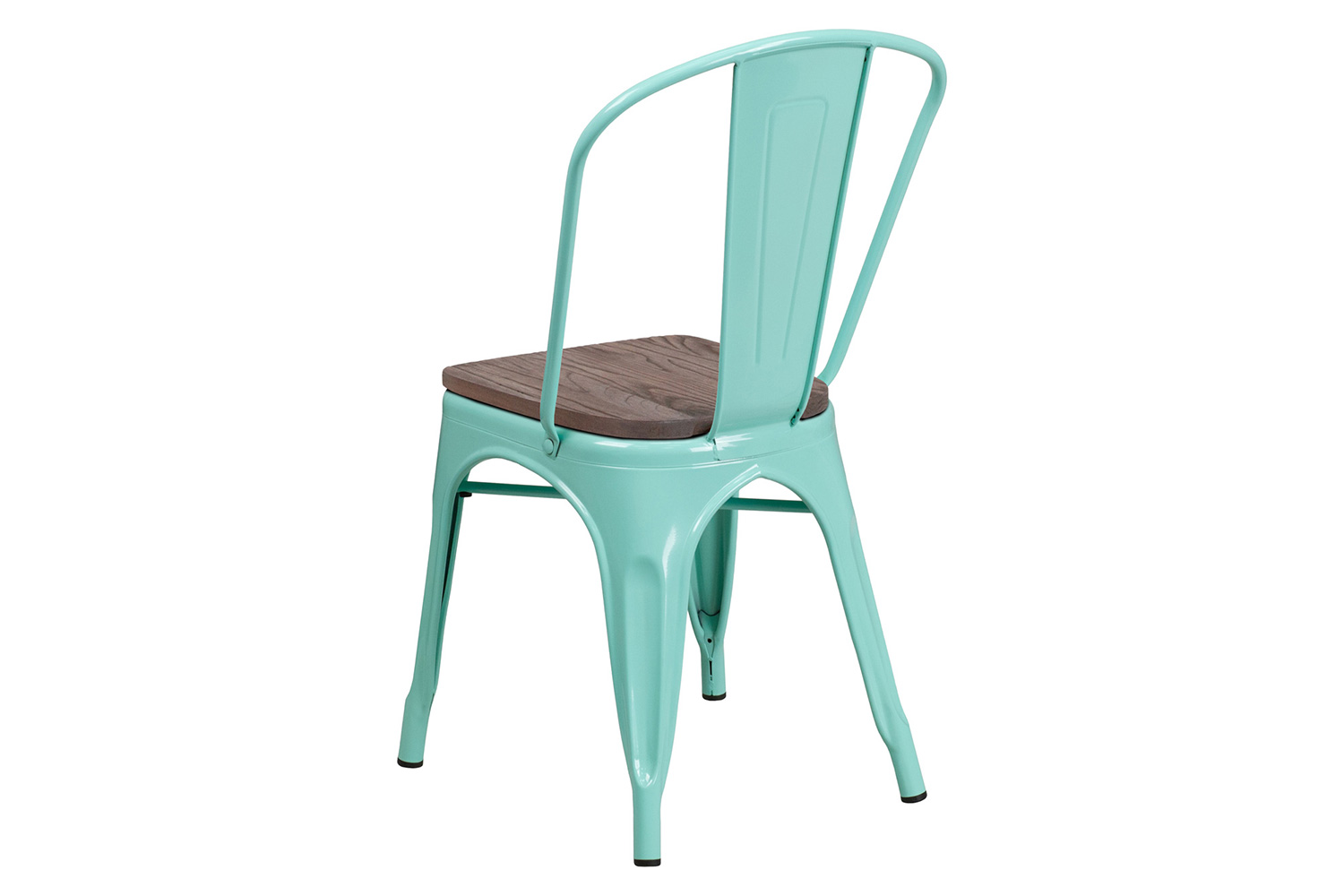 BLNK Tenley Metal Stackable Chair with Wood Seat - Mint Green