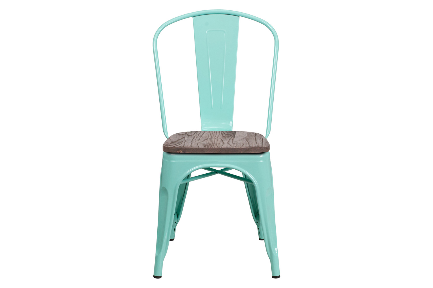 BLNK Tenley Metal Stackable Chair with Wood Seat - Mint Green