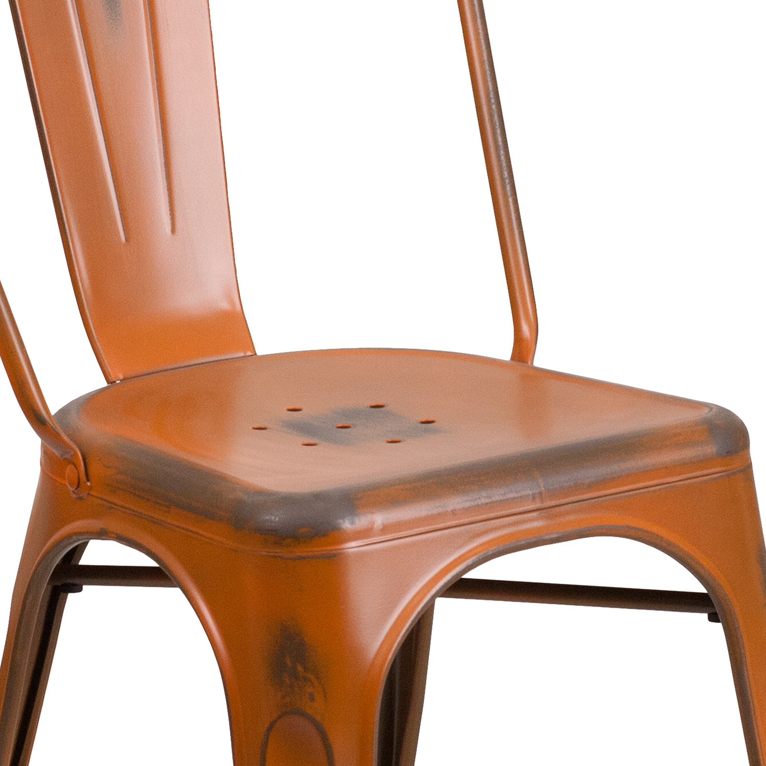 BLNK™ Tenley Commercial Metal Distressed Indoor-Outdoor Stackable Chair - Orange