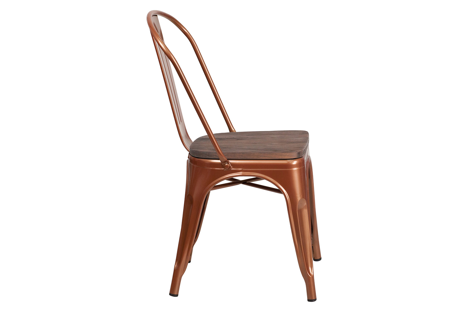 BLNK Tenley Metal Stackable Chair with Wood Seat - Copper