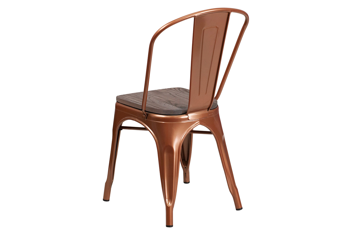 BLNK Tenley Metal Stackable Chair with Wood Seat - Copper