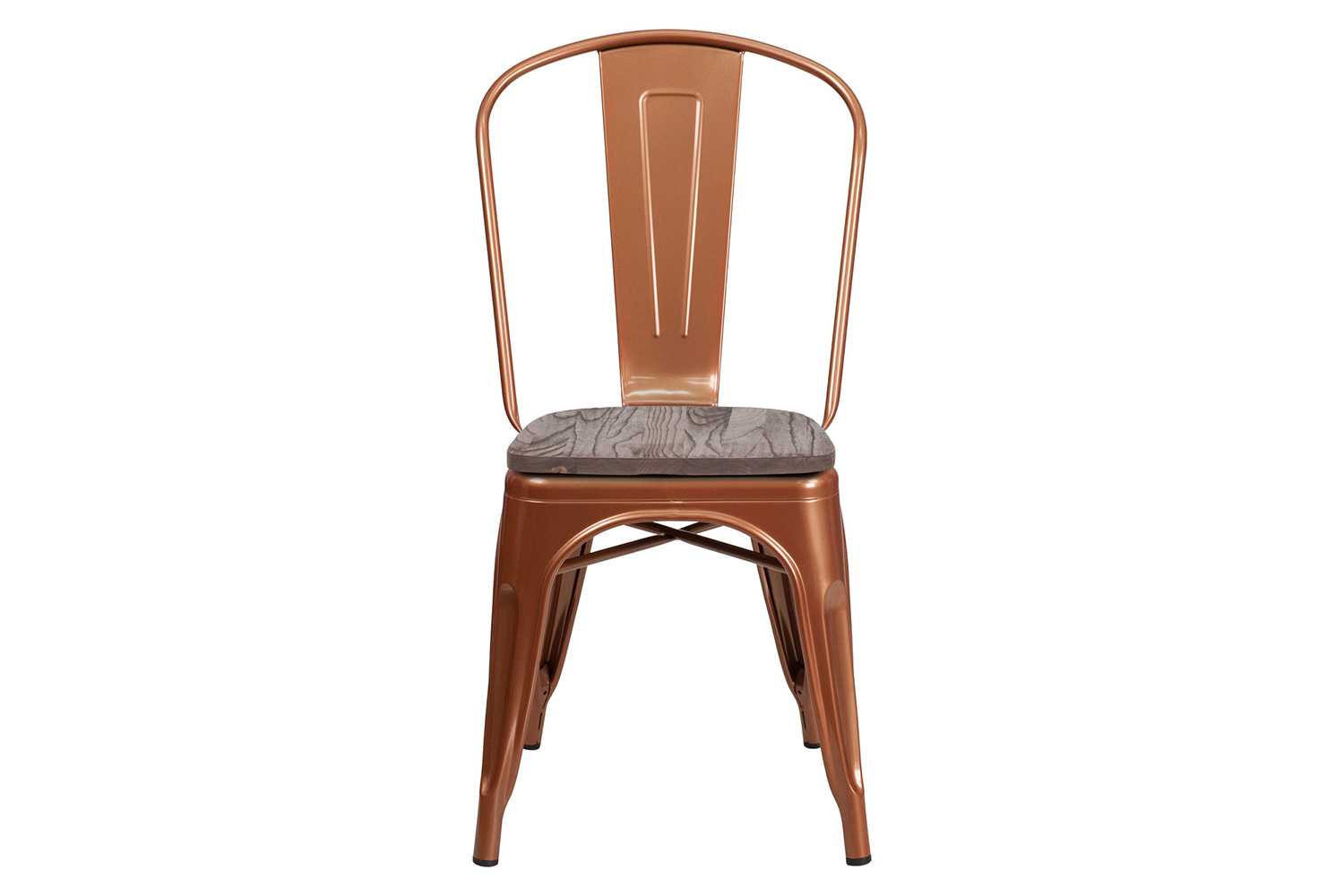 BLNK Tenley Metal Stackable Chair with Wood Seat - Copper