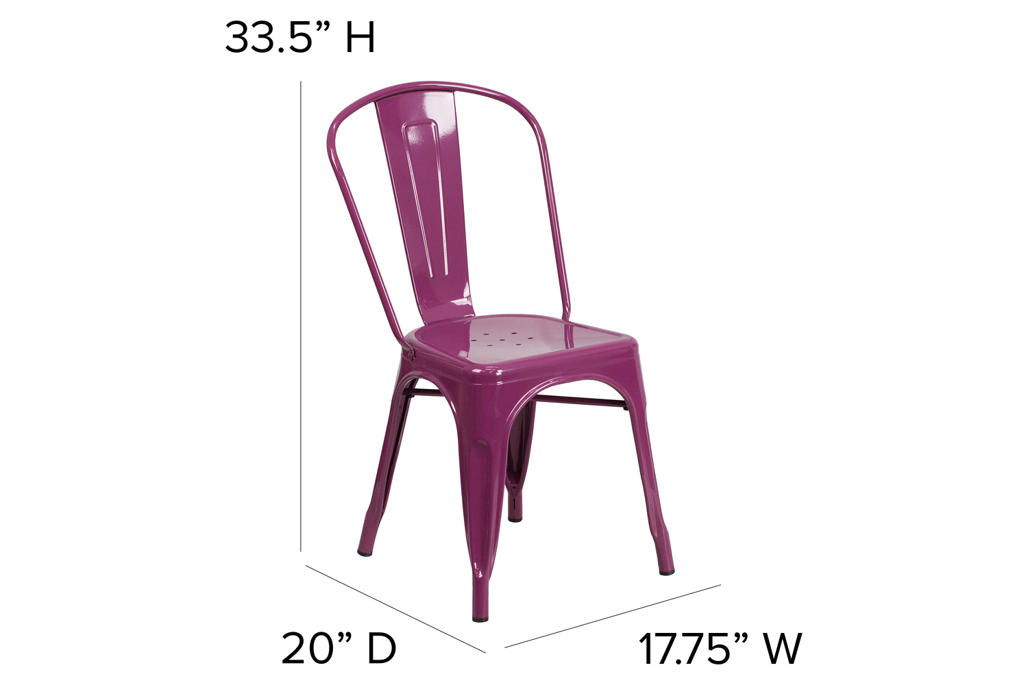 BLNK™ Tenley Commercial Metal Indoor-Outdoor Stackable Chair - Purple