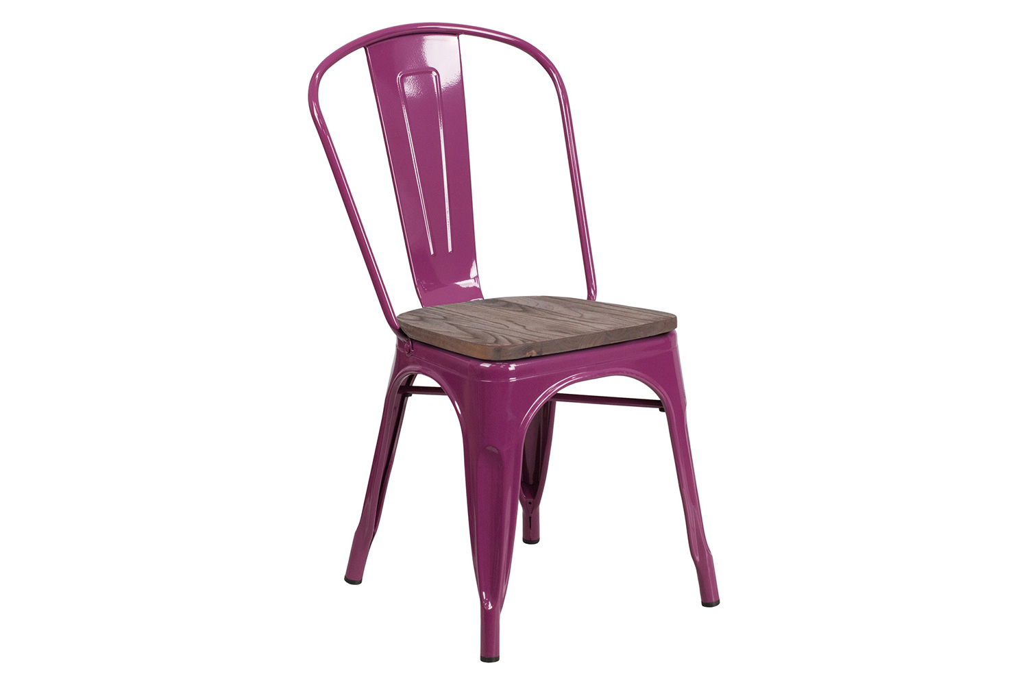 BLNK Tenley Metal Stackable Chair with Wood Seat - Purple