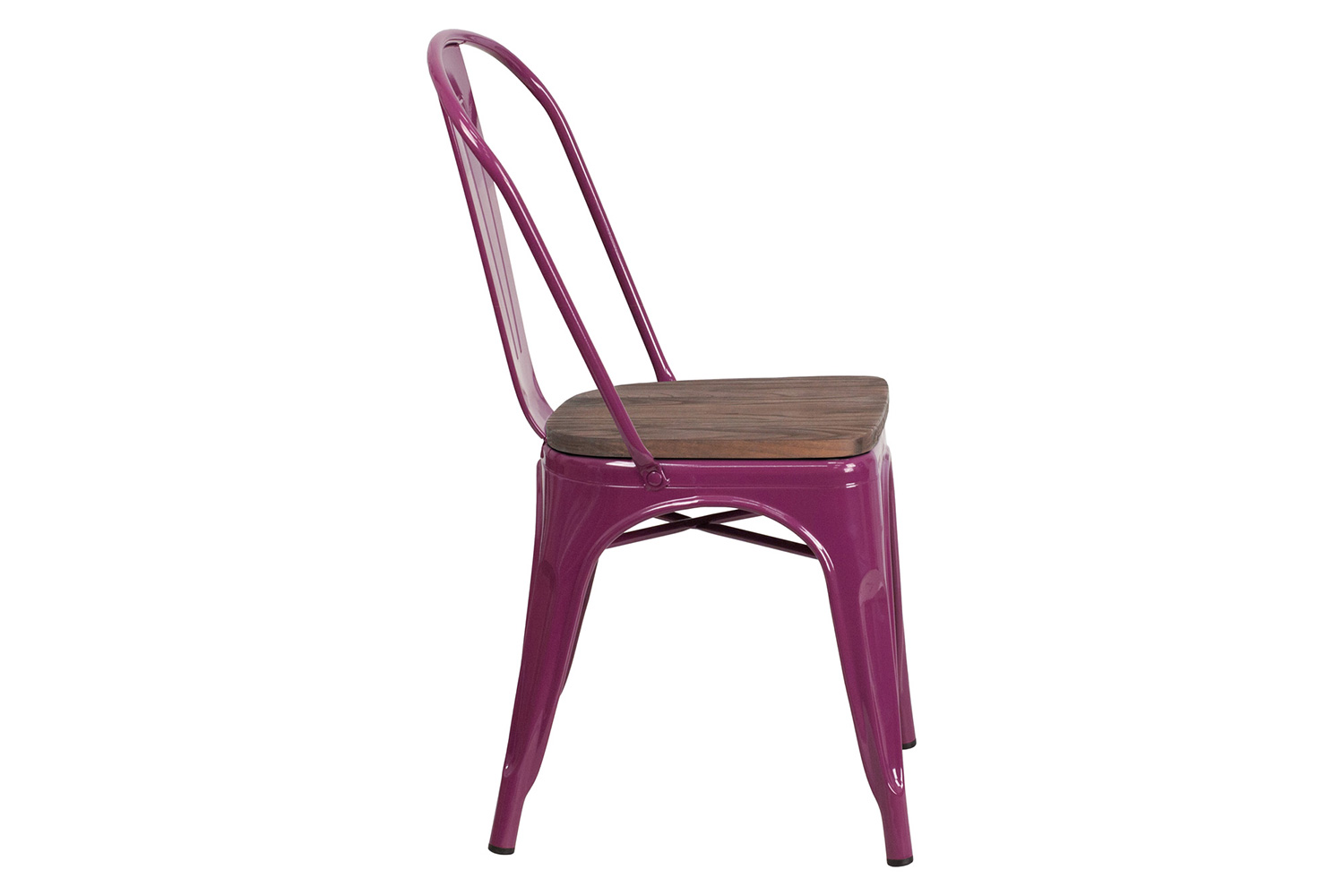 BLNK Tenley Metal Stackable Chair with Wood Seat - Purple