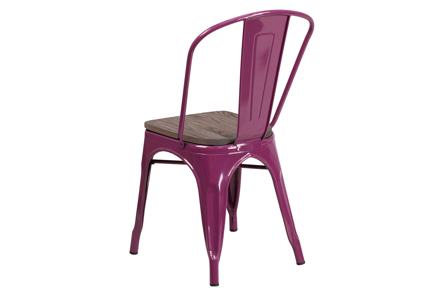 BLNK Tenley Metal Stackable Chair with Wood Seat - Purple