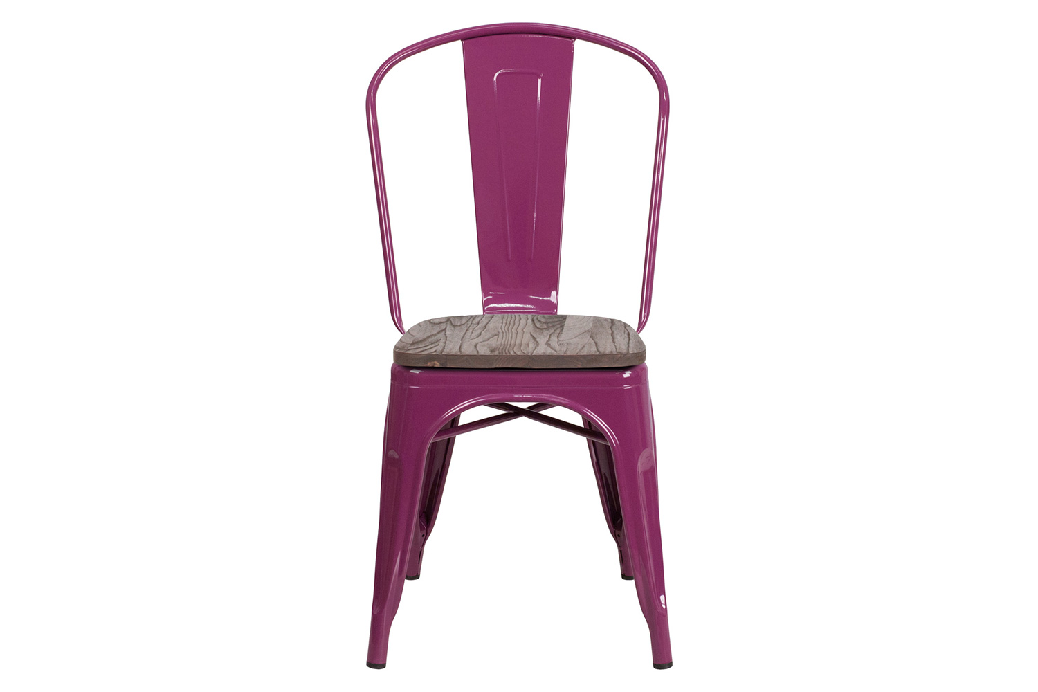 BLNK Tenley Metal Stackable Chair with Wood Seat - Purple