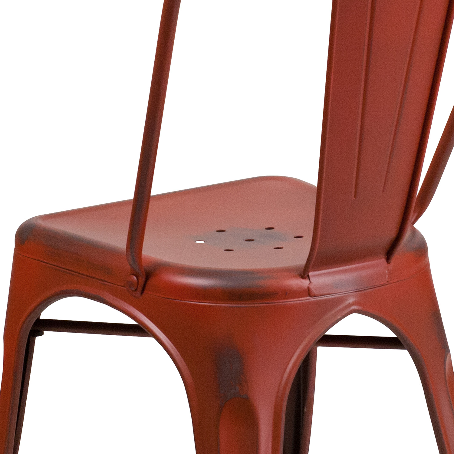 BLNK™ Tenley Commercial Metal Distressed Indoor-Outdoor Stackable Chair - Kelly Red