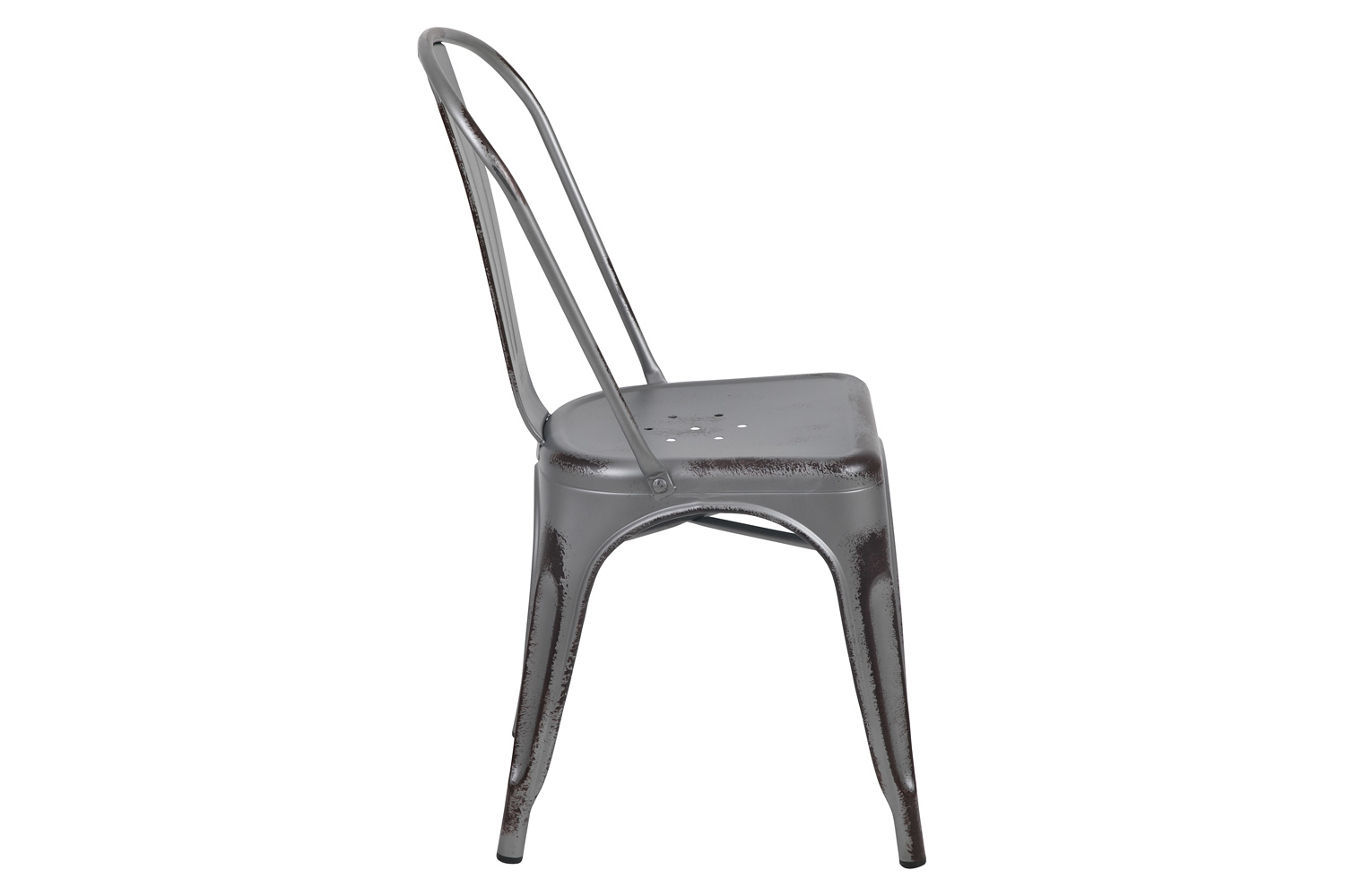 BLNK Tenley Commercial Metal Distressed Indoor-Outdoor Stackable Chair - Silver Gray