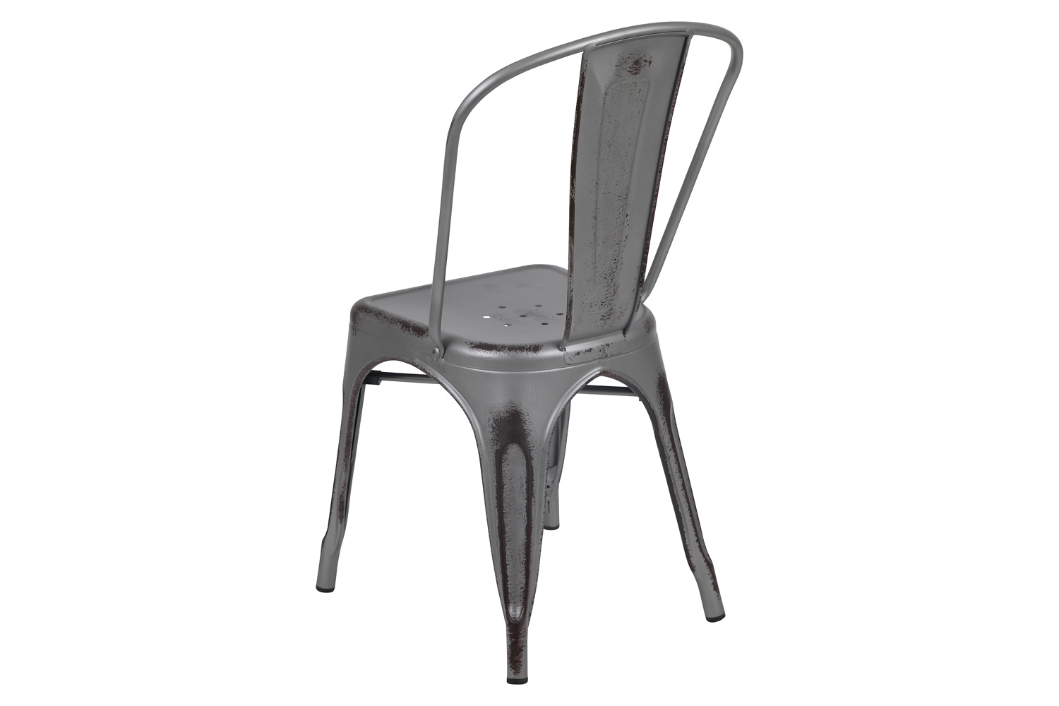 BLNK Tenley Commercial Metal Distressed Indoor-Outdoor Stackable Chair - Silver Gray