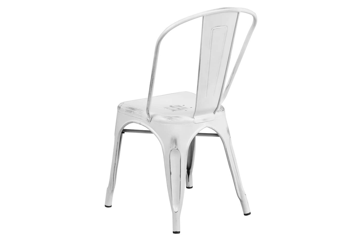 BLNK Tenley Commercial Metal Distressed Indoor-Outdoor Stackable Chair - White