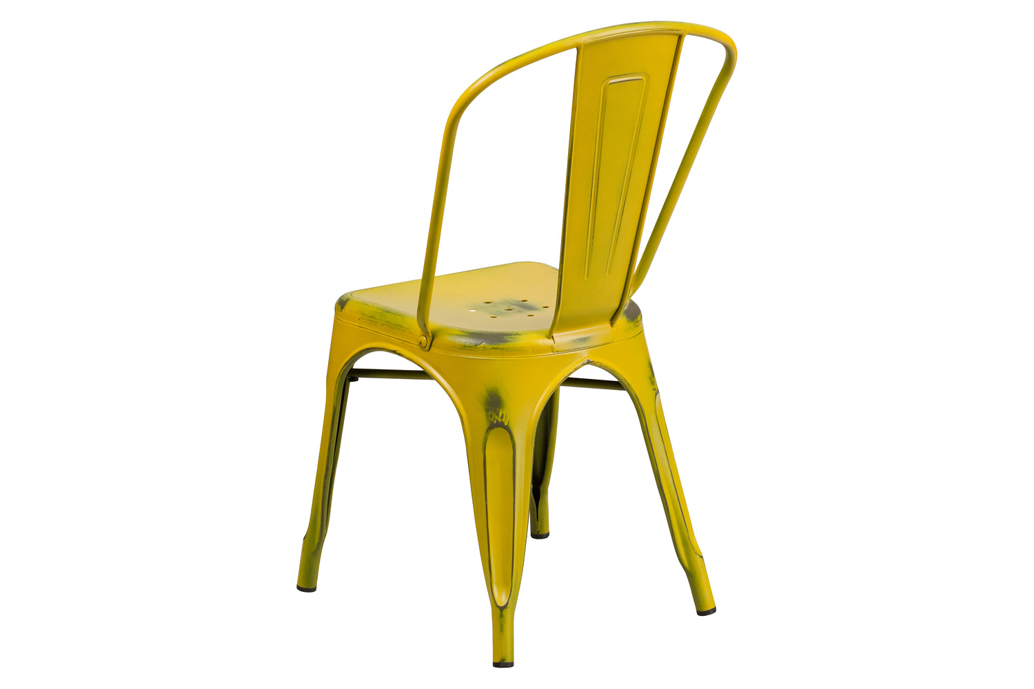 BLNK Tenley Commercial Metal Distressed Indoor-Outdoor Stackable Chair - Yellow