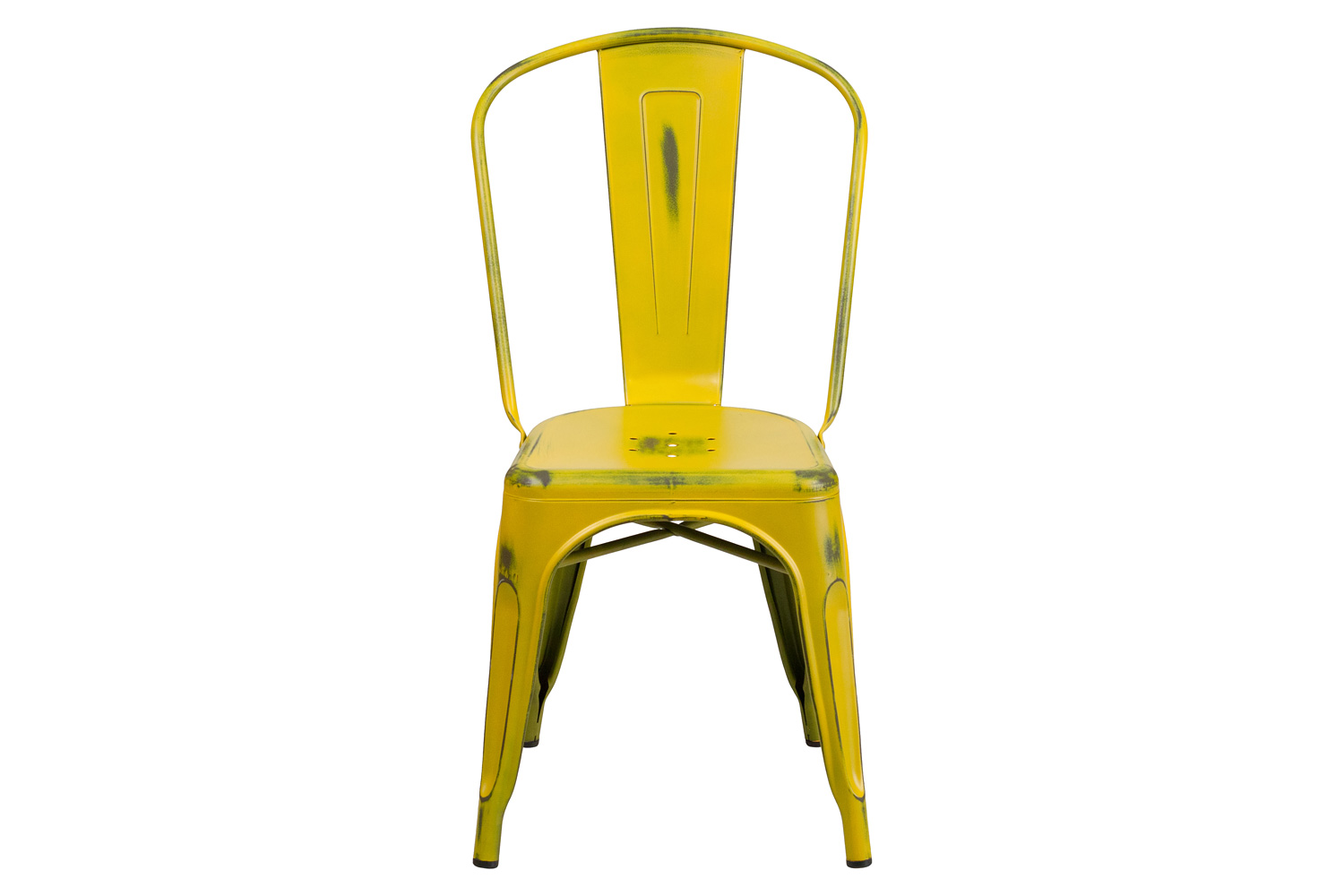 BLNK Tenley Commercial Metal Distressed Indoor-Outdoor Stackable Chair - Yellow