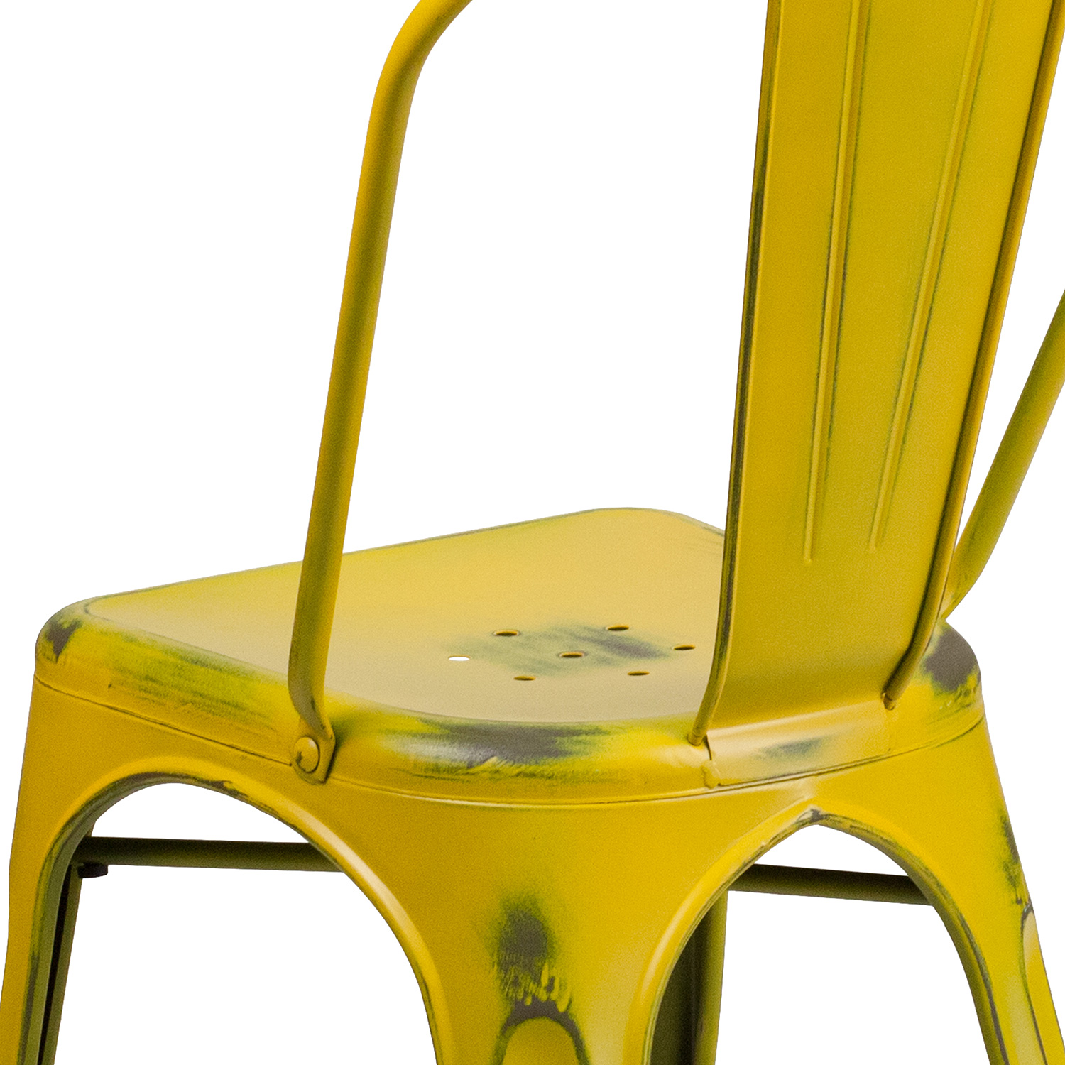 BLNK Tenley Commercial Metal Distressed Indoor-Outdoor Stackable Chair - Yellow