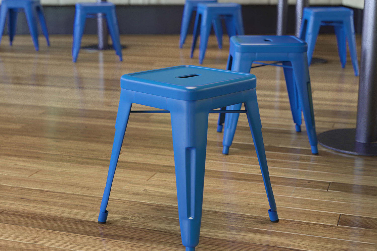 BLNK Kai Commercial Indoor Metal Backless Stackable Table Height Dining Stool Set of 4